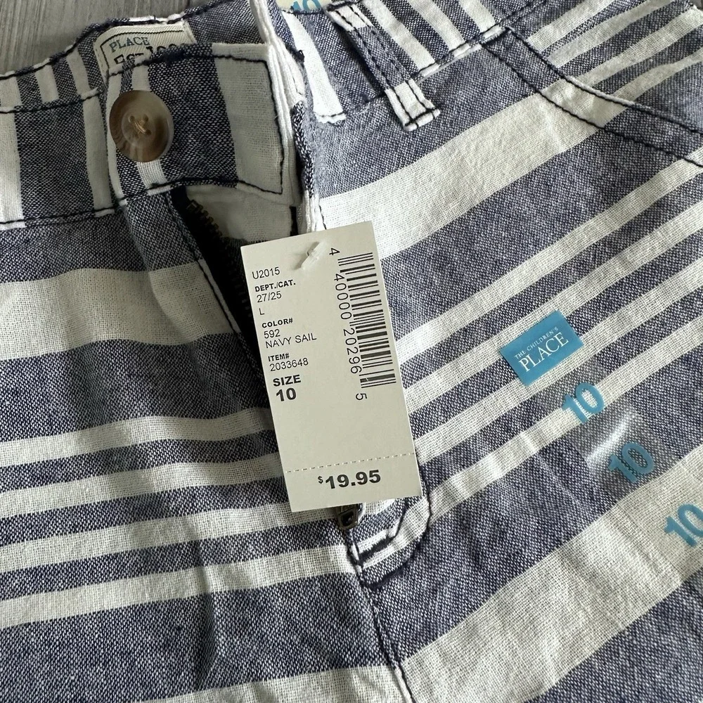 NWT The Children's Place Bermuda‎ Shorts Size 10 Boys Linen Cotton Nautical